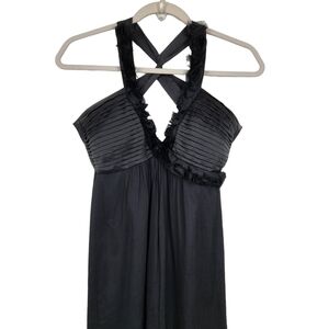 Max & Cleo Black 100% Silk Chiffon Floral 3D Rosettes Maxi Dress Women's Size 2